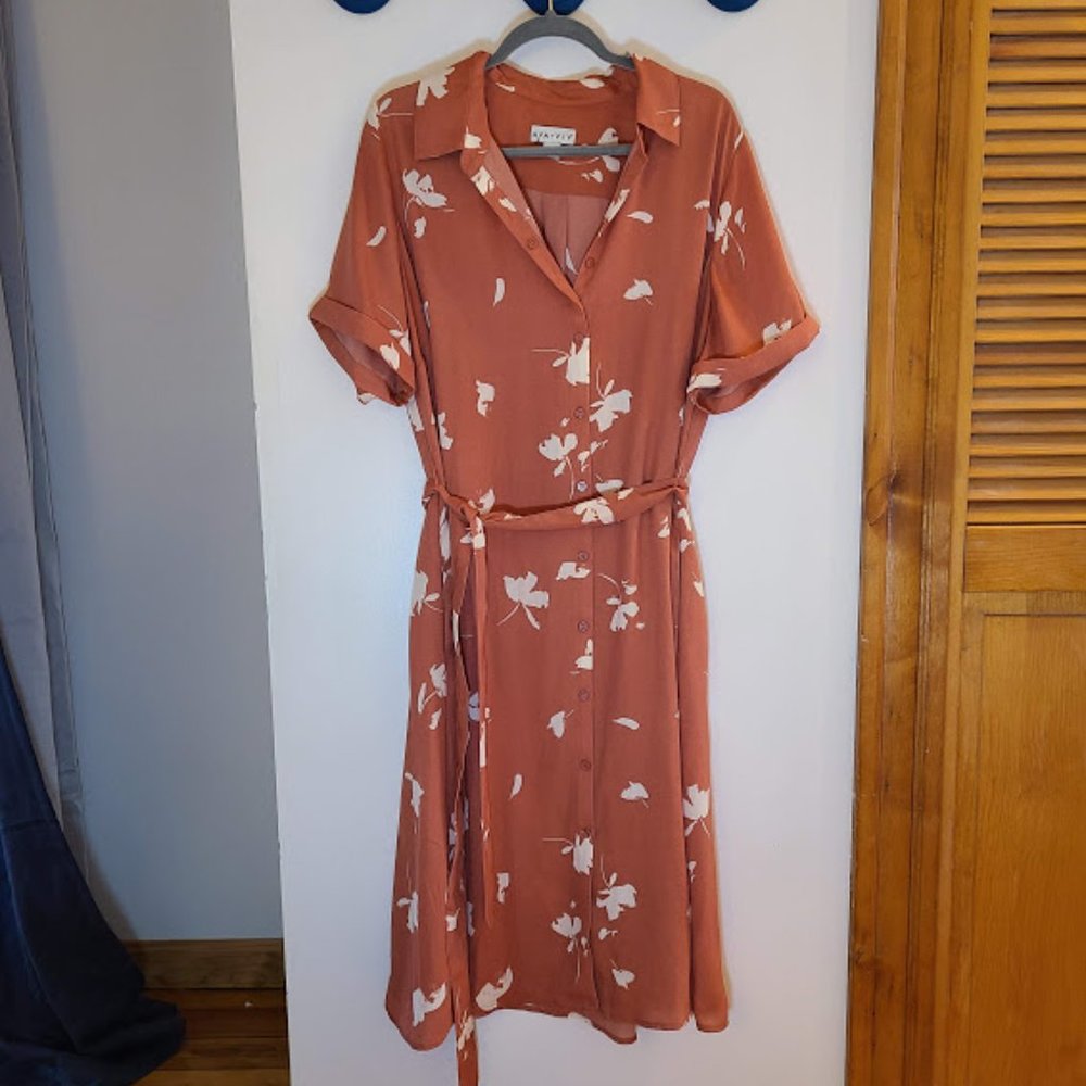 Ava & Viv peach floral button up dress